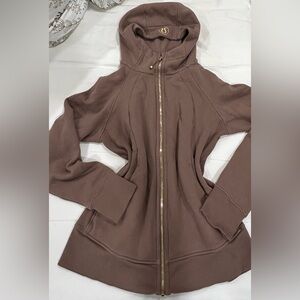 Lululemon Scuba Hoodie Full Zip Brown Gold Hardware Women’s Size 14